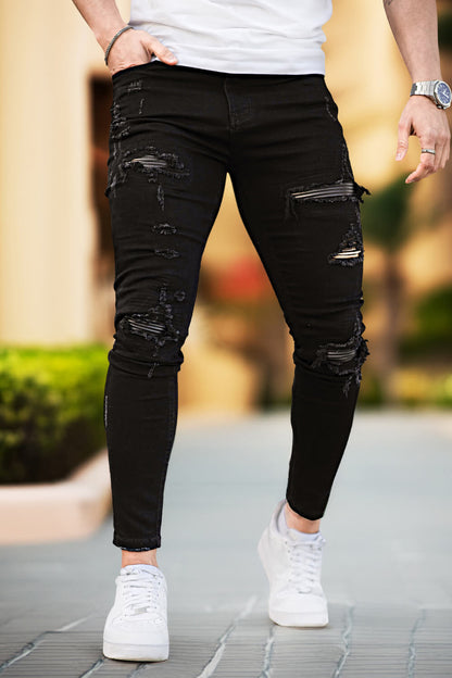 Herren Skinny Jeans Destroyed Rippen
