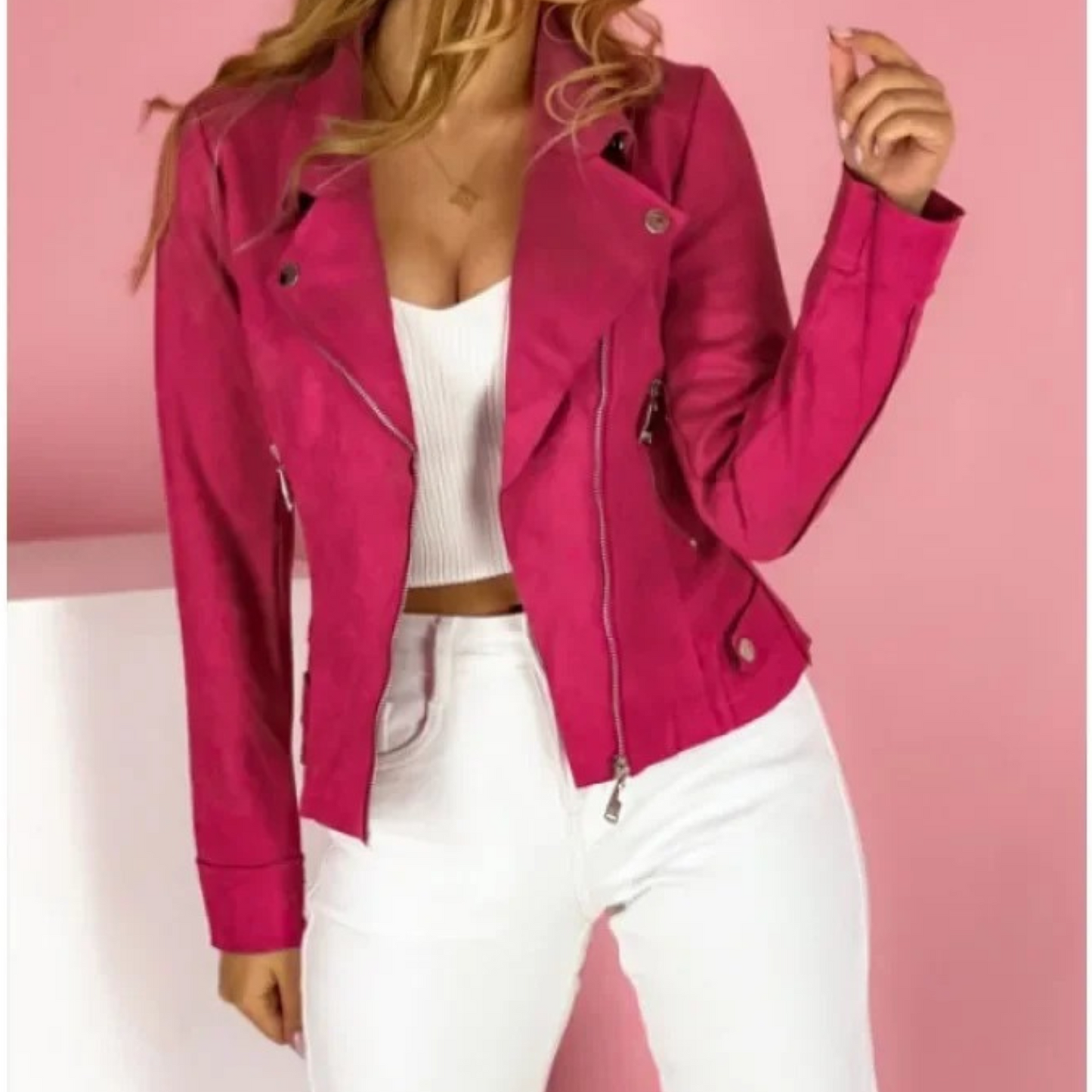 Damen Lederjacke Biker Wildleder