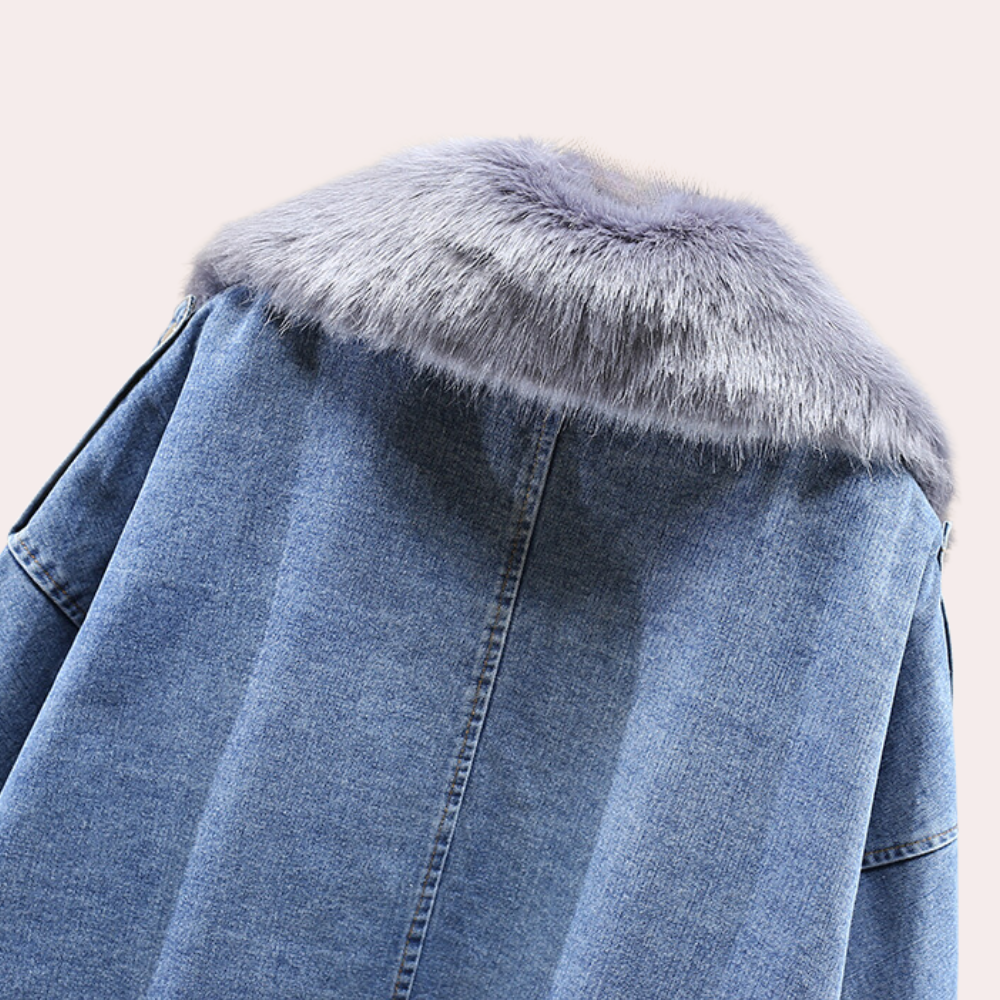 Damen Denim Steppjacke Warm Modern Blau - Norvielle