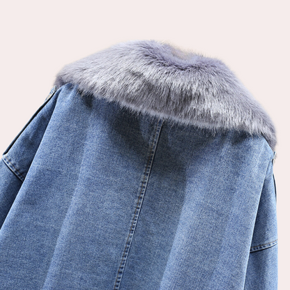 Damen Denim Steppjacke Warm Modern Blau - Norvielle