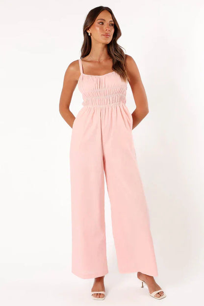 Damen Jumpsuit Ärmellos Weite Beine