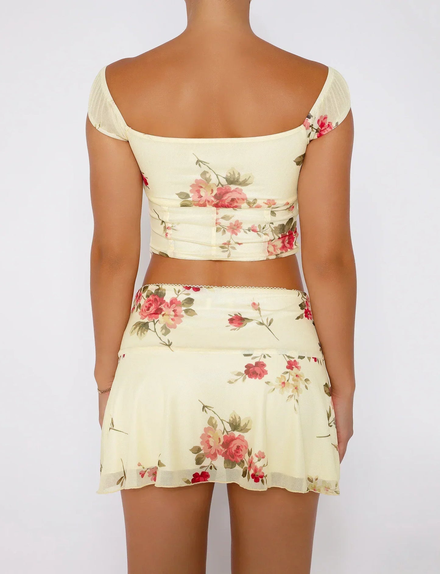 Damen Sommer- mit Ärmeln und Wickelrock Blumenmuster