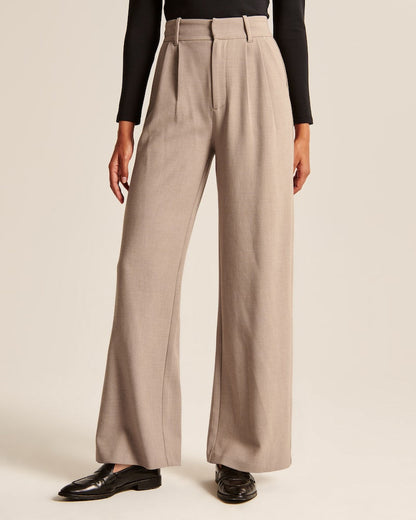 Damen-Hose Taupe Weite Bein - Norvielle