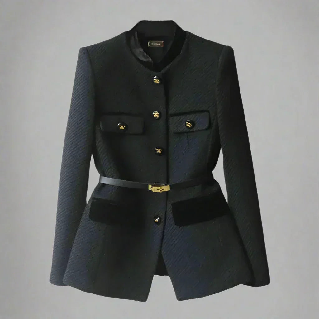 Damen Wollmantel Elegant Langschwarz - Norvielle
