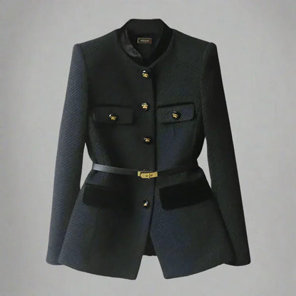 Damen Wollmantel Elegant Langschwarz - Norvielle