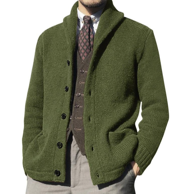 Herren Jacke Klassisch Gestrickt Knöpfe