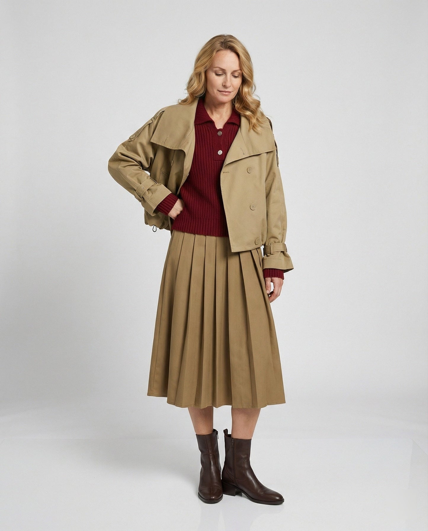 Damen Trenchcoat Kurz Oversize