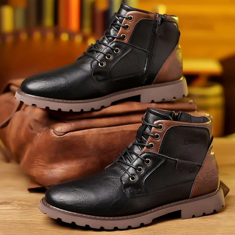 Damen Lederstiefel Reißverschluss