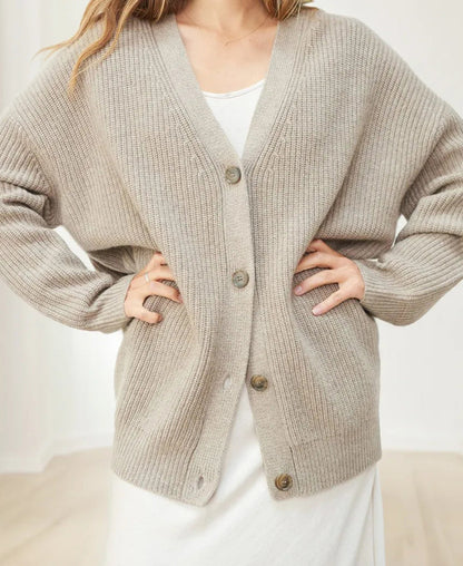Damen Strickjacke Oversized Knöpfe Groß