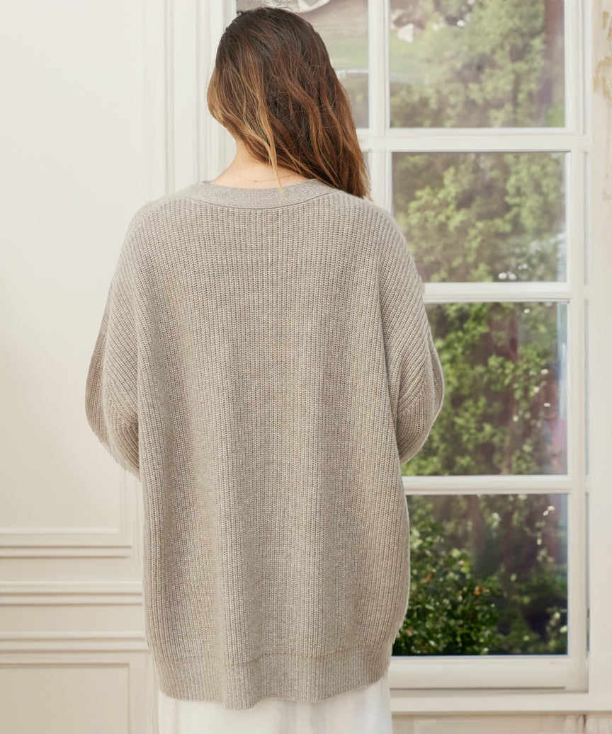 Damen Strickjacke Oversized Knöpfe Groß