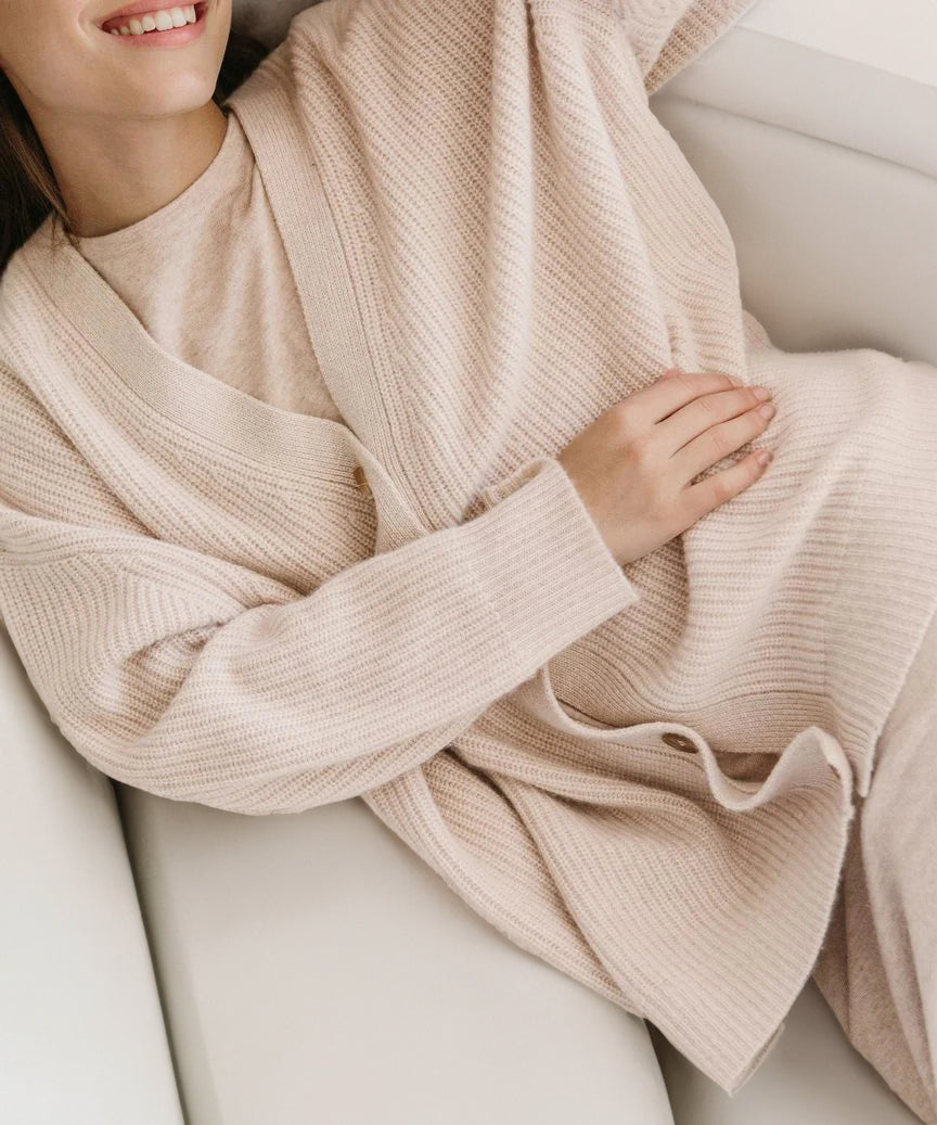 Damen Strickjacke Oversized Knöpfe Groß