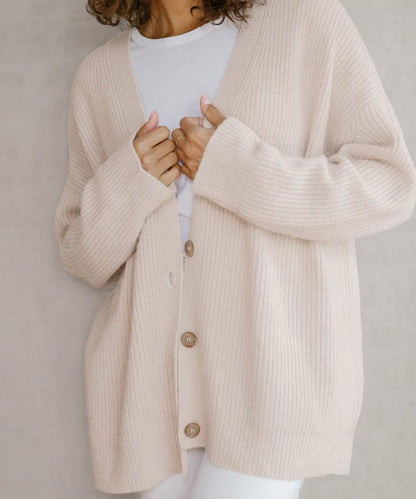 Damen Strickjacke Oversized Knöpfe Groß