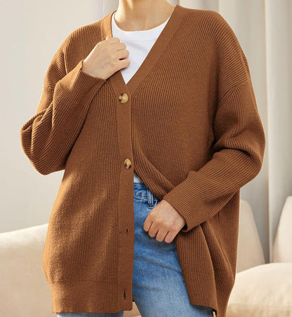 Damen Strickjacke Oversized Knöpfe Groß