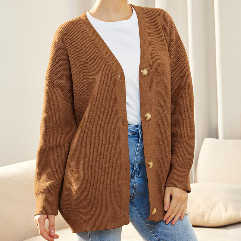 Damen Strickjacke Oversized Knöpfe Groß