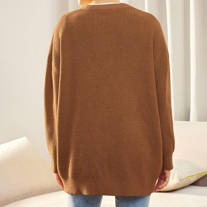 Damen Strickjacke Oversized Knöpfe Groß