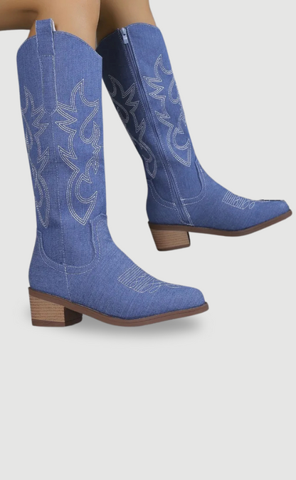 Damen Cowboy-Boots Denim Blau - Norvielle