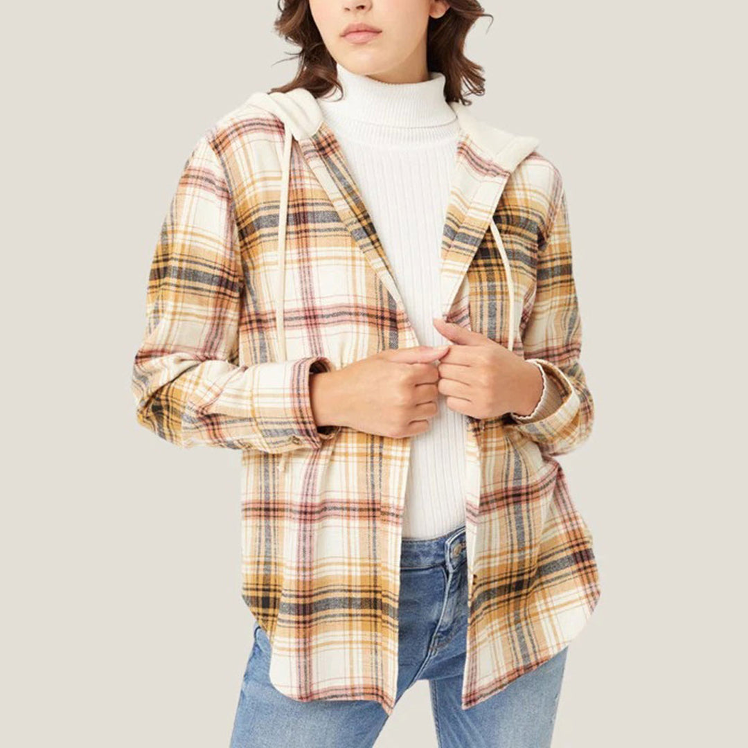 Herren Kariertes Hoodie Hemd Baumwolle Lässig Grau - Norvielle
