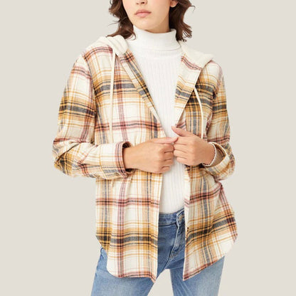 Herren Kariertes Hoodie Hemd Baumwolle Lässig Grau - Norvielle