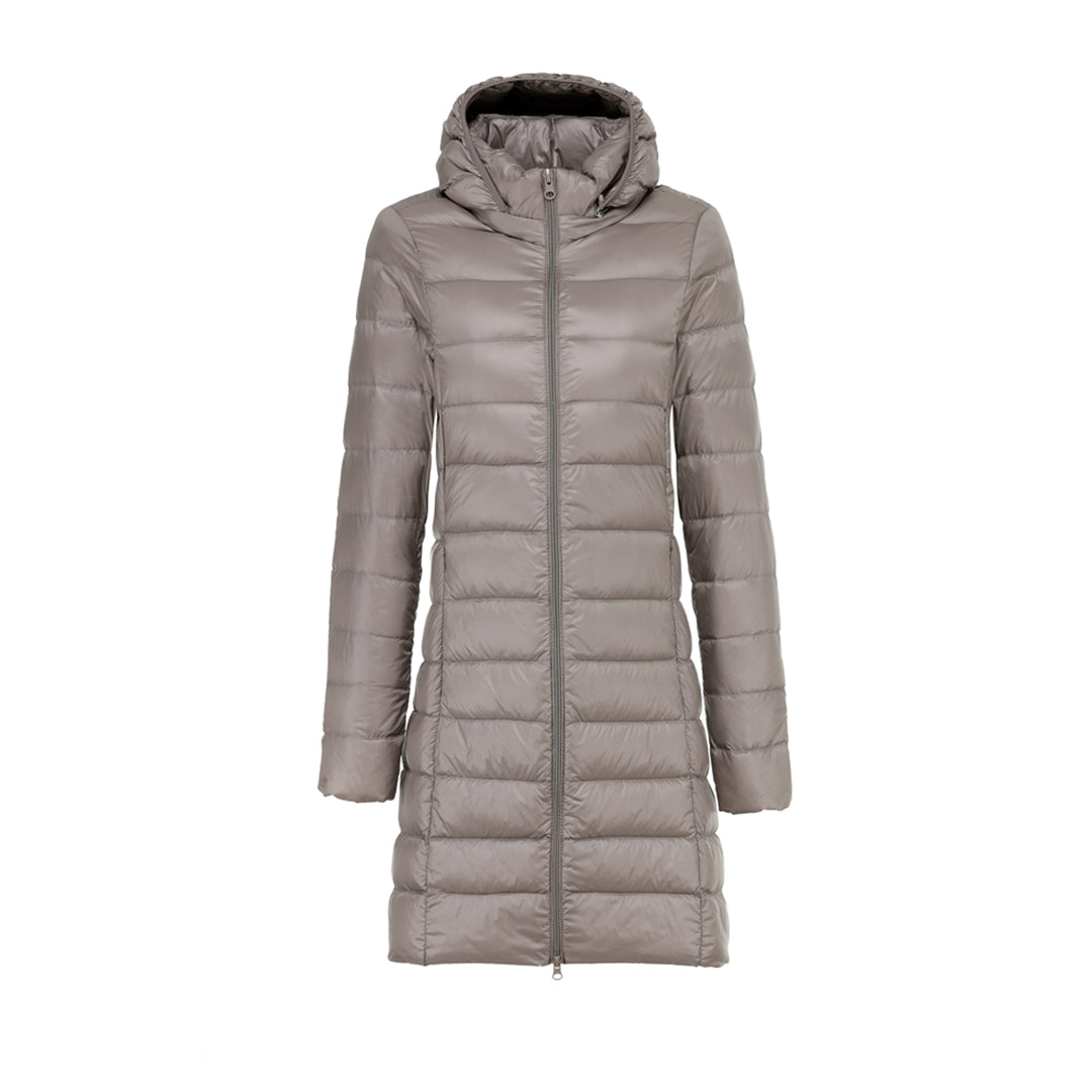 Damen Steppjacke Lang mit Kapuze Warm