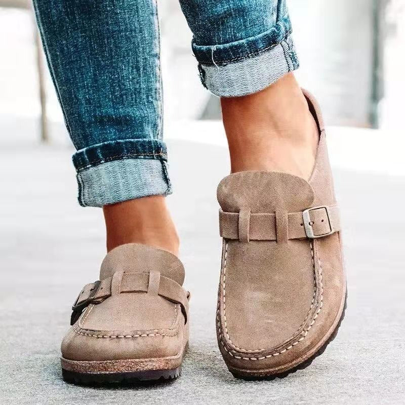 Damen Elegante Slip-On Loafers Leder Schwarz - Norvielle