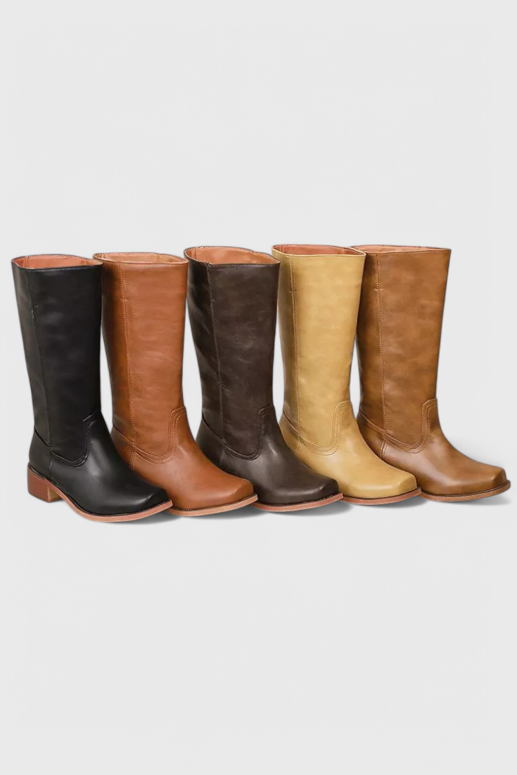Damen Stiefel Blockabsatz Plattform