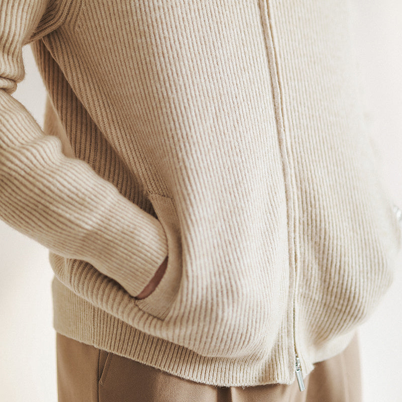 Herren Strickpullover Rippstruktur Reißverschluss