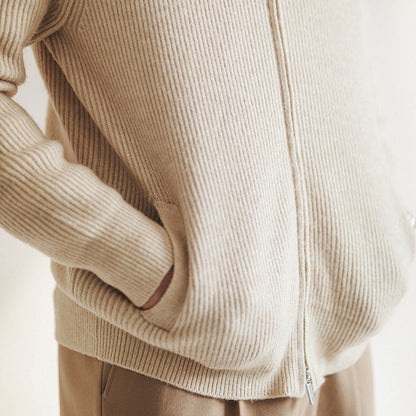 Herren Strickpullover Rippstruktur Reißverschluss