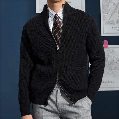Herren Strickpullover Rippstruktur Reißverschluss