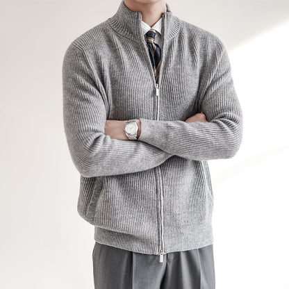 Herren Strickpullover Rippstruktur Reißverschluss