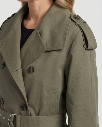 Damen Kurzmantel Grün Trenchcoat