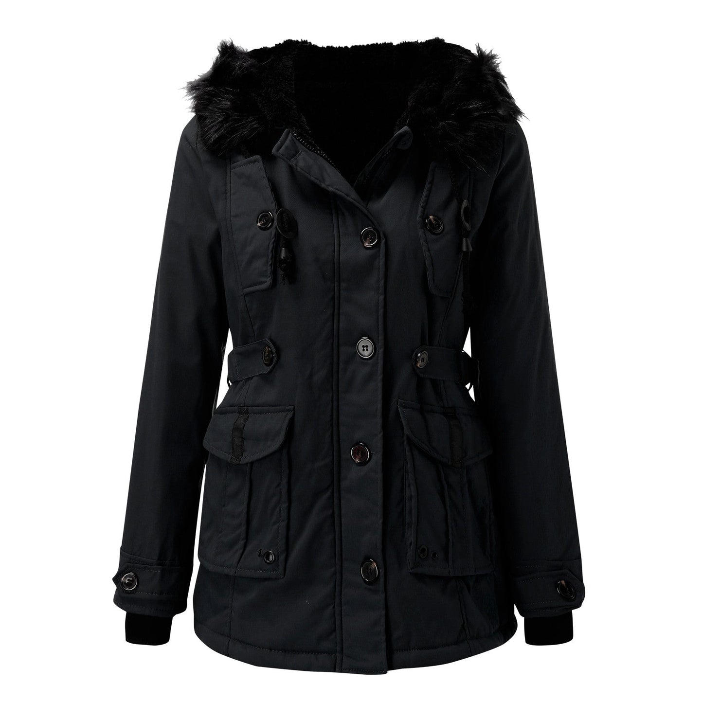 Damen Winterjacke Lang Warme Kapuzenjacke