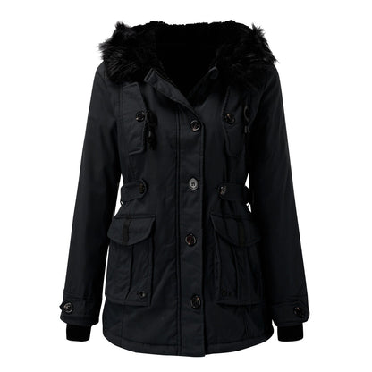 Damen Winterjacke Lang Warme Kapuzenjacke