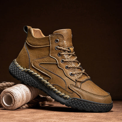 Herren Leder Wanderstiefel Robust Wasserfest