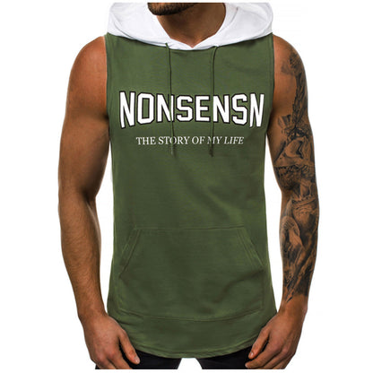 Herren Tanktop Ärmellos Sportshirt Kapuzenlos