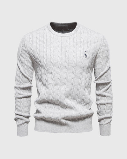 Herren Strickpullover Zopfmuster Baumwolle Bequem