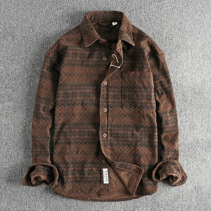 Herren Cordhemd Blau Retro Freizeit