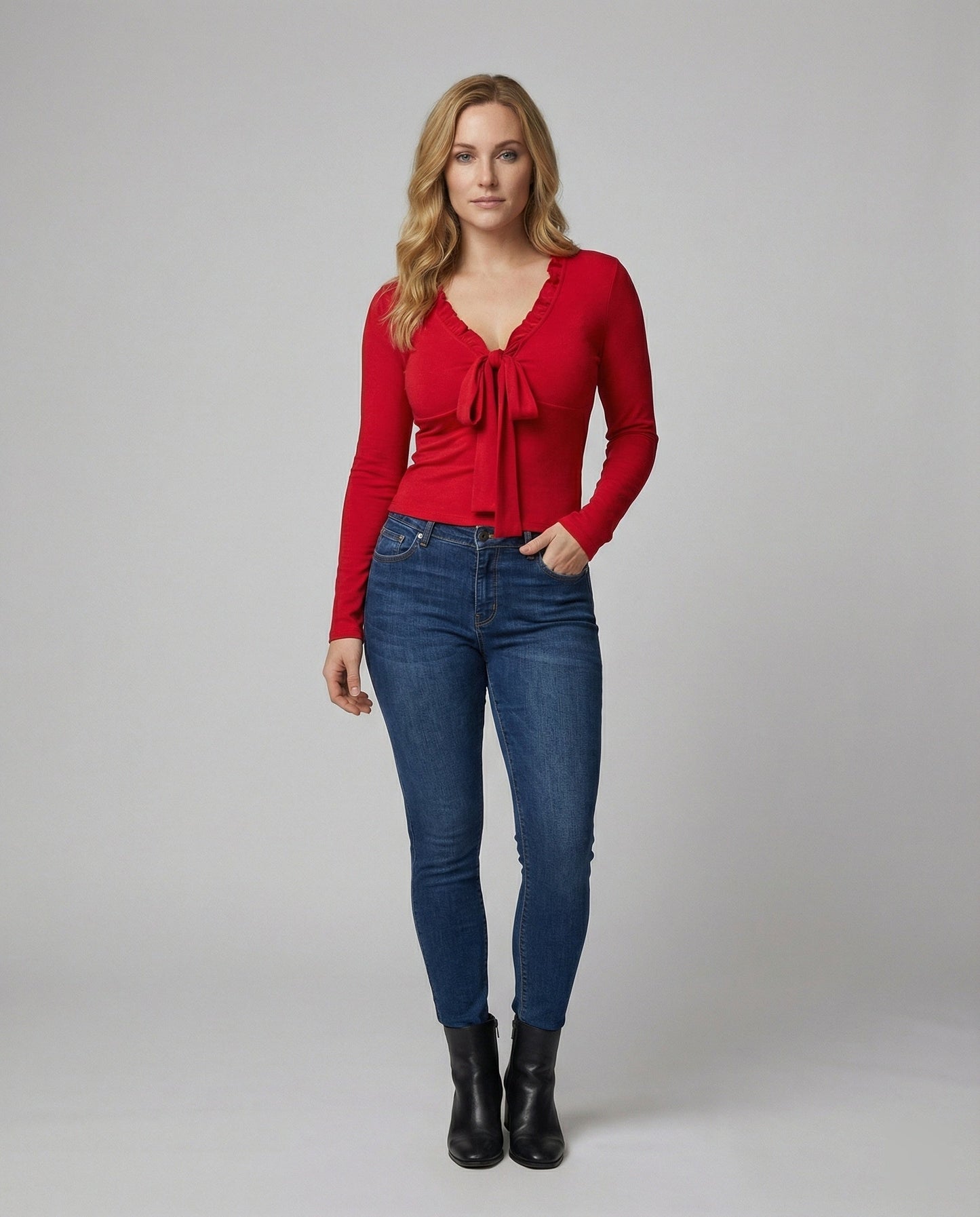 Damen Langarmshirt V-Ausschnitt Blumenmuster