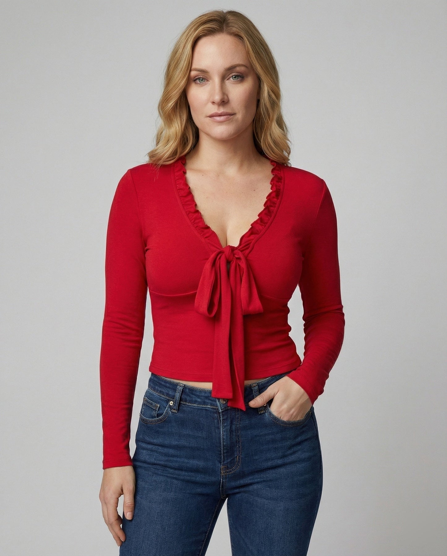 Damen Langarmshirt V-Ausschnitt Blumenmuster - Norvielle