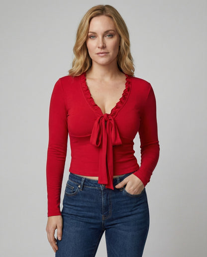 Damen Langarmshirt V-Ausschnitt Blumenmuster - Norvielle