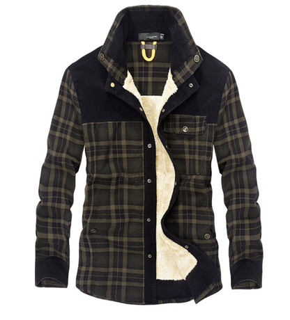 Herren Winterjacke Flanell Warm Stehkragen