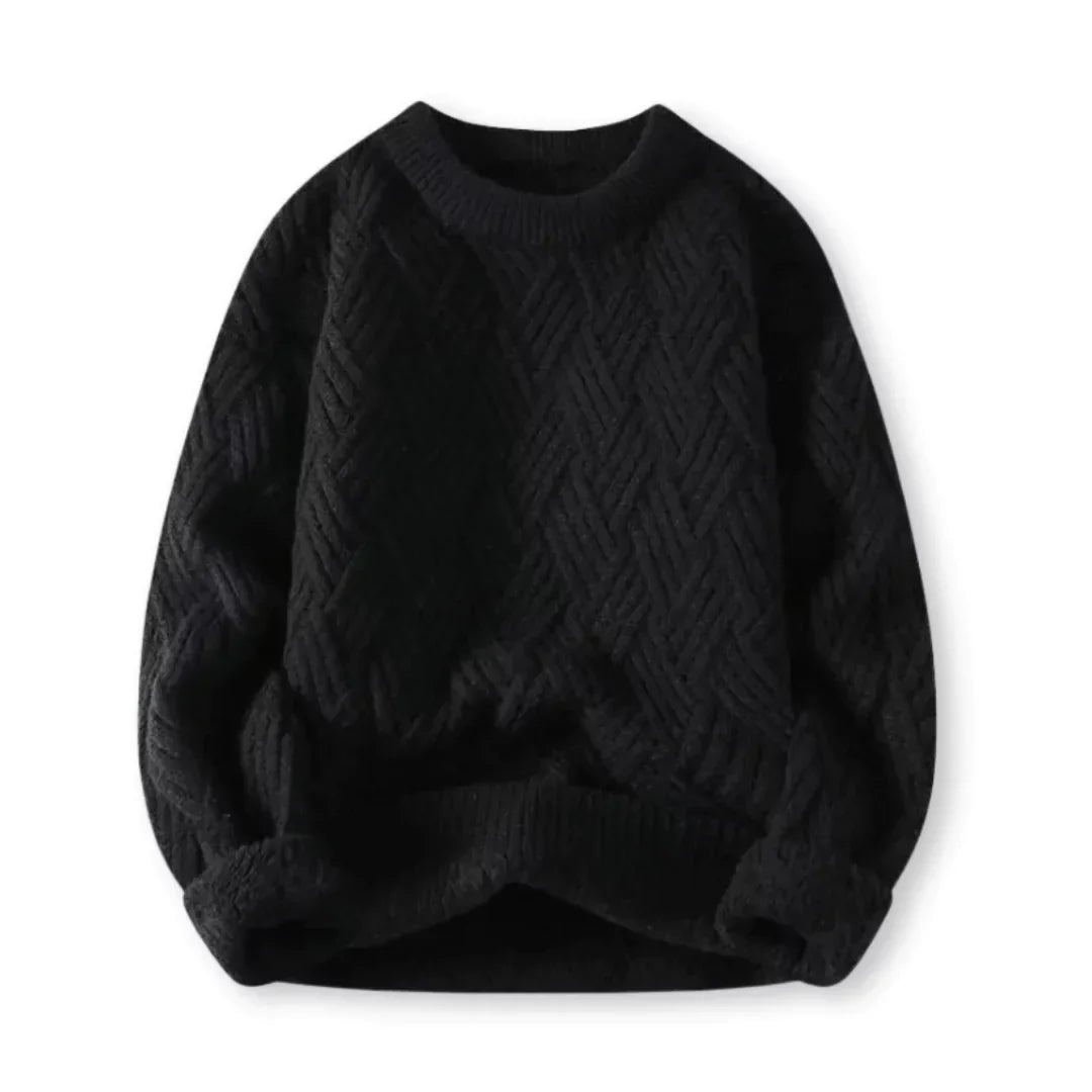 Herren Pullover Wollmischung Klassisch Zopfmuster Warm