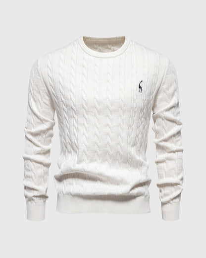 Herren Strickpullover Zopfmuster Baumwolle Bequem