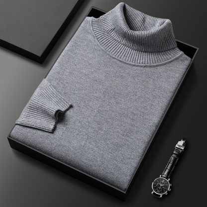 Herren Rollkragenpullover Bequem Lässig Grau