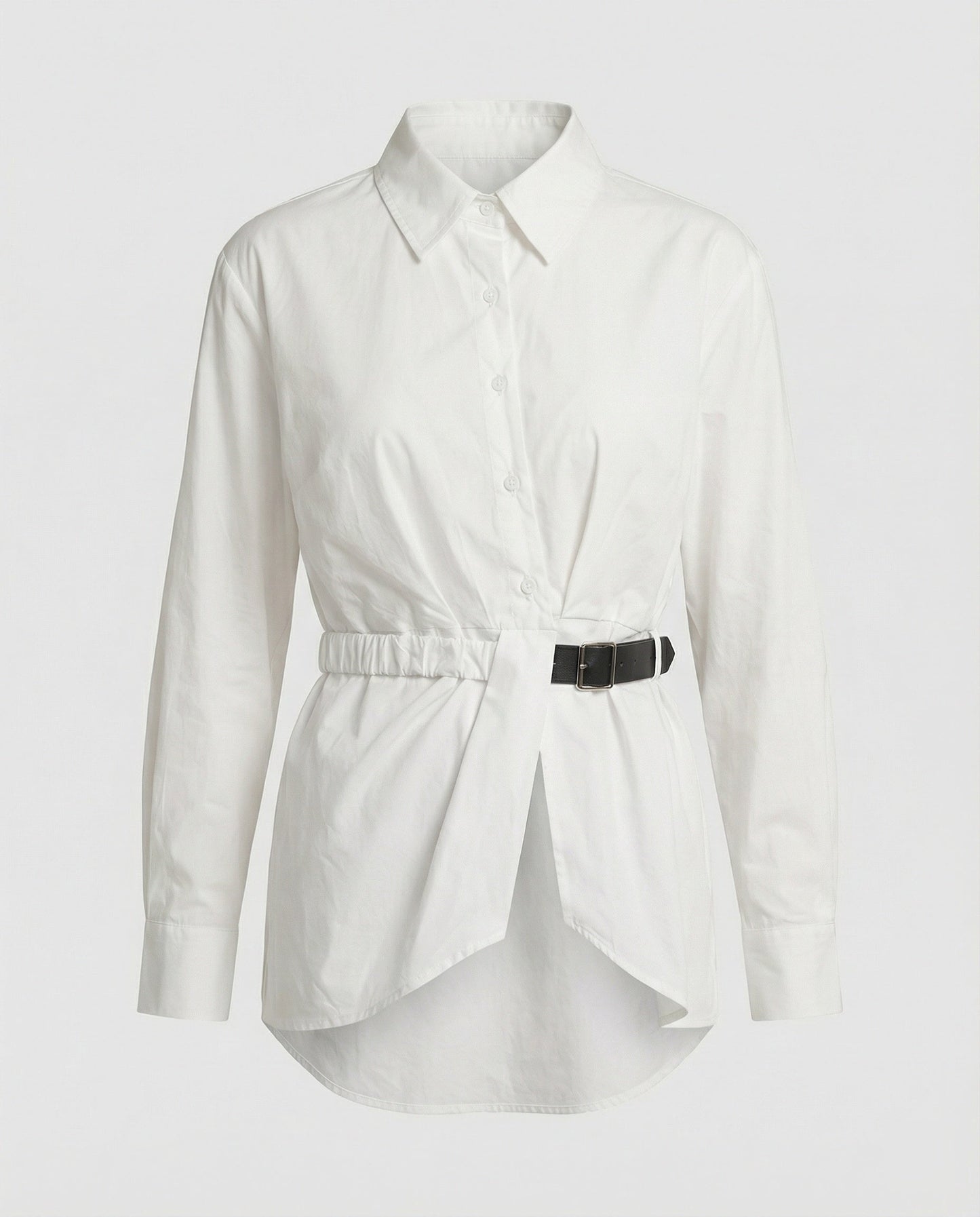 Damen Oversize Bluse Langarm Mit Gürtel