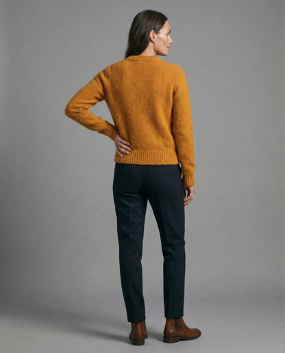 Damen Strickpullover Oversize Rundhals Weich Orange