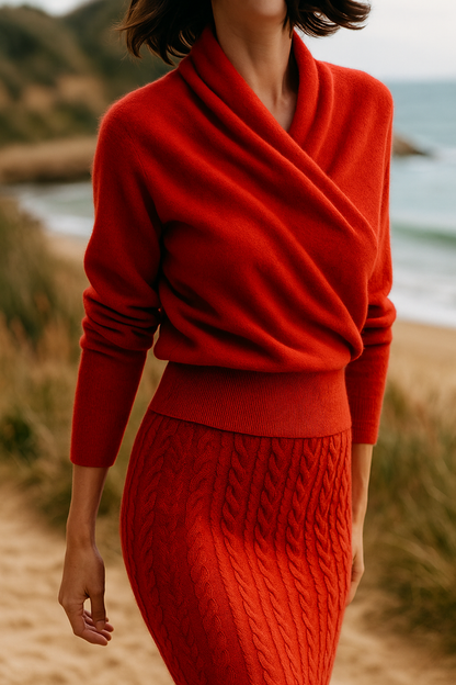 Damen Wickelpullover Überkreuzdesign aus Kaschmir Modern