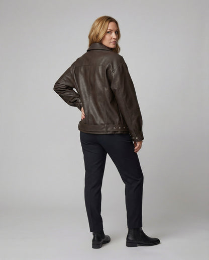 Damen Lederjacke Oversize