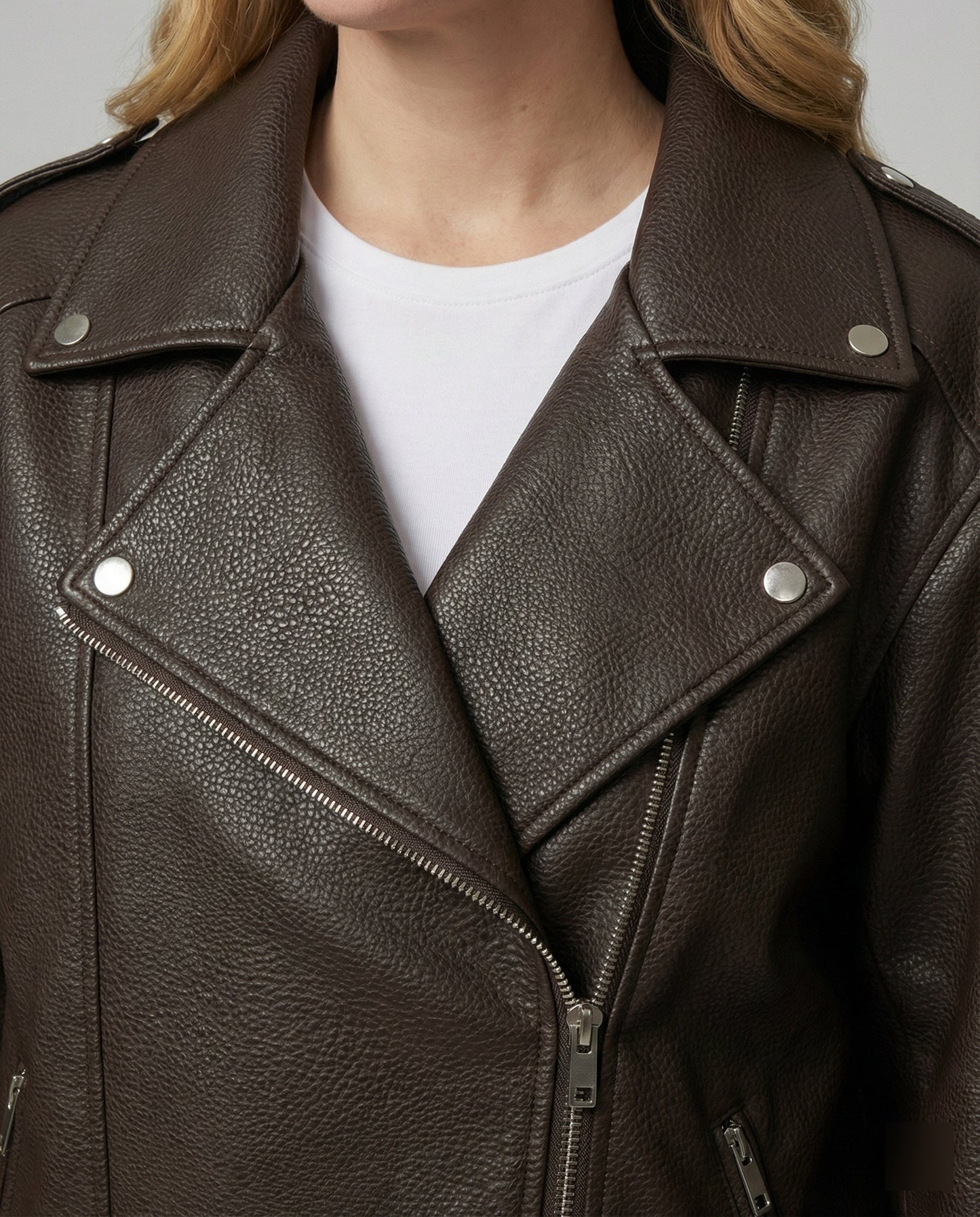 Damen Lederjacke Plus Size Bikerstyle