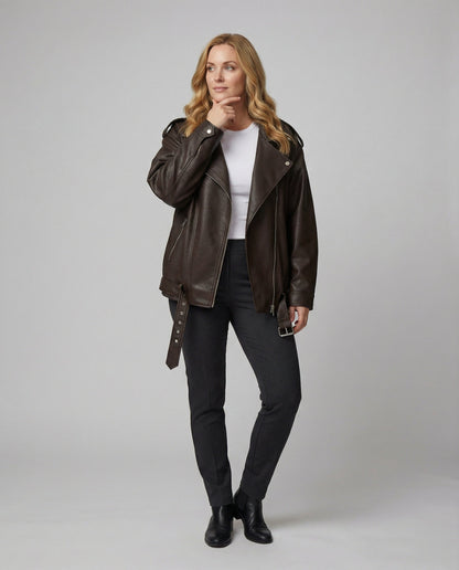 Damen Lederjacke Oversize
