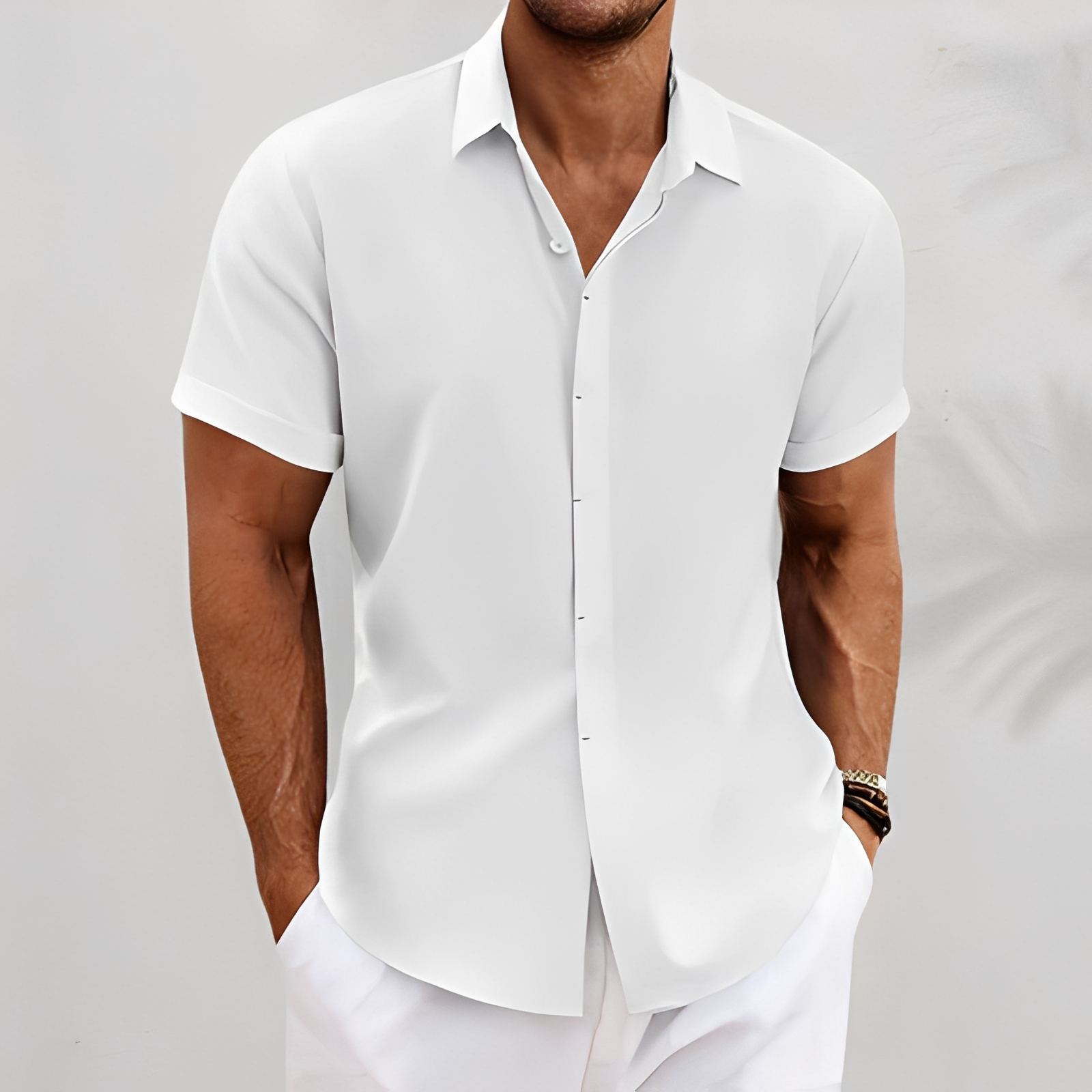 Männer Sommerhemden Leicht Elegant Weiß - Norvielle